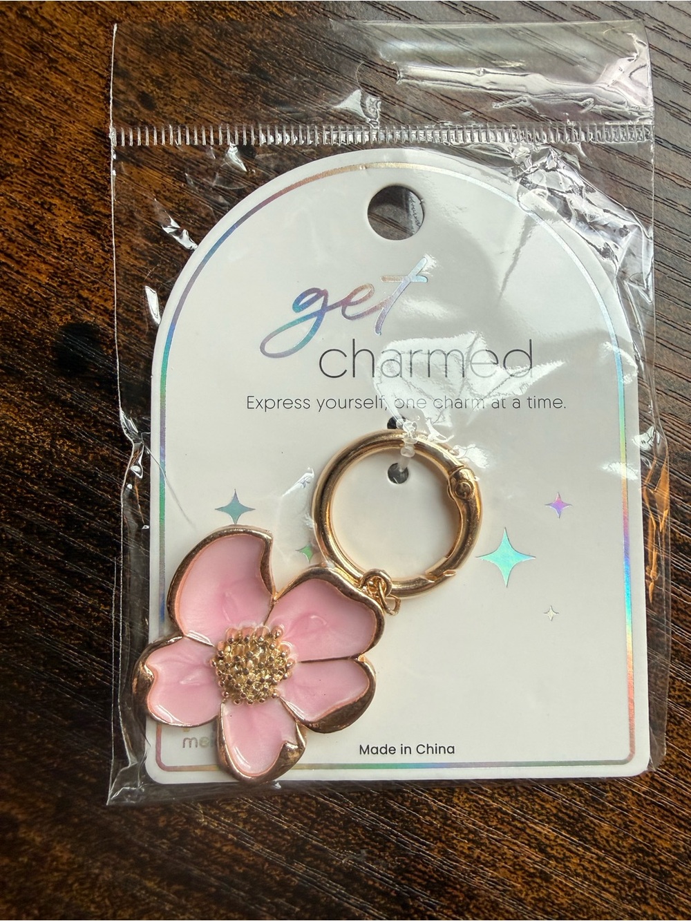 Get Charmed Pink/Purple/Peach Flower Keychain Charm